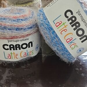 Caron Latte Cakes Yarn - Blue, Red, Cream
